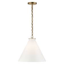 White Glass Antique Brass Katie Conical Pendant Light Williams Sonoma