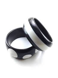 Black And White Bracelet Vintage Bangles Black White Polkadots Stripes Chunky Rigid Vintage Bangles Plastic Bangles Bangles Style