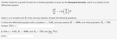 Calculate the total population size. Answered Another Model For A Growth Function For Bartleby