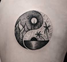 A Piece Entitled Balance With A Winter Summer Yin Yang Symbol Tattoo By Thomas Eckeard An Artist Based In Arcadia California Usa Tattoos World Travel Tattoos Yin Yang Tattoos