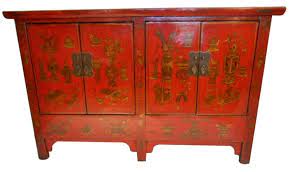 Dust several times a week in order to maintain a clean surface and protect the finish from soil build up. Oriental Cabinet In Hand Painted Red Chinese Lacquer With Five Legs Oriental Furnishings Furniture Decor