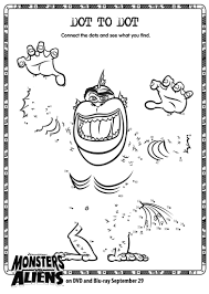 Why is this the best monsters vs aliens coloring page? Monsters Vs Aliens Dot To Dot Printable Printables For Kids Free Word Search Puzzles Coloring Pages And Other Activities