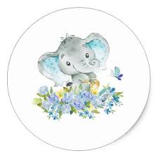 Elephant Jungle Animals Baby Boy Shower Favor Classic Round Sticker Zazzle Com Baby Boy Shower Favors Elephant Baby Shower Boy Animal Baby Shower