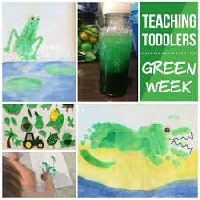 These creative and sensory activities are simple to set up and perfect for inviting your toddler to explore the wonders of fall. Teaching Toddlers Green Week For Kiddos 15 Months Teaching Toddlers Colors Teaching Toddlers Preschool Color Activities