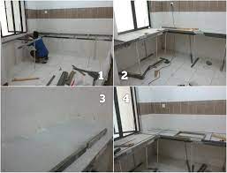 Dari semua tabel yang ada disini, saya kira tabel ini yang paling menarik. Buat Table Top Konkrit Countertop Bentuk L Shape Ukuran Panjang 20 Di Alam Sari Bangi
