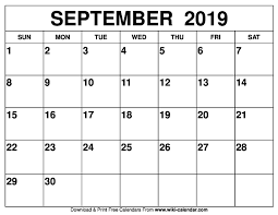 September 2019 Calendar Printable Calendar July Calendar Printables September Calendar