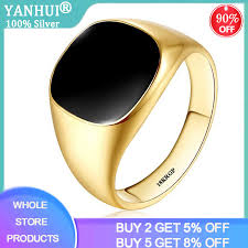 It is also more expensive. Yanhui Hot Sale Men Ring 18k Gold Color Black Onyx Stone Engagement Wedding Ring Size 7 8 9 10 11 12 Stainless Steel Ring R0378 Rings Aliexpress