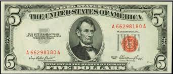 red seal five dollar bills 1928 1963 values and