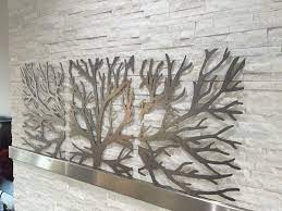 Metal Wall Art Decor 3d Sculpture 3 Piece Tree Brunch Modern Fireplace Metal Wall Art Decor 3d Wall Art Metal Tree Wall Art