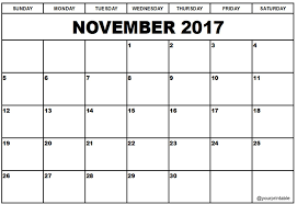 November 2017 Calendar 2017 Printable Calendar Calendar Printables Marketing Calendar Template