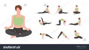 Female Yoga Master Vector Characters Set Woman Girl Practicing Different Asana Poses Meditation Relaxation Healthy Living Sp Yoga Women Yoga Master Asana