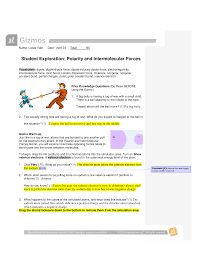 Turn on the show force vector checkboxes for objects a and b. Polarity And Intermolecular Forces Lab Sheet Student Exploration Polarity And Intermolecular In 2021 Intermolecular Force Student Force