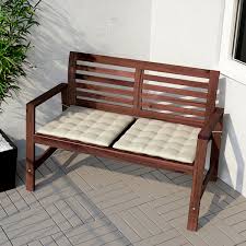 Applaro Bench With Backrest Outdoor Brown Stained Brown Ikea Ikea Buiten Stoelkussens