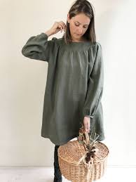 Loose Linen Tunic With Beautiful Shirring Womens Tunic Plus Etsy Linen Tunic Linen Tunic Dress Womens Tunics