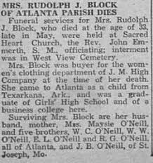 Peggy Berta “Mary” O'Neill Block (1904-1938)