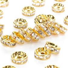 Details About 100x Brass Clear Rhinestone Bead Spacer Loose Beads 10mm Rondelle Bead Golden