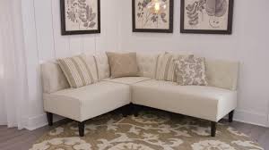 Home Decorators Collection Easton 2 Piece Gray Linen 4 Seater L Shaped Breakfast Nook Sectional With Tapered Wood Legs Lth 01 Kd The Home Depot In 2020 Breakfast Nook Furniture Booth Seating In Kitchen Breakfast Nook