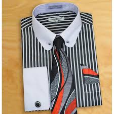 Daniel Ellissa Black White Vertical Striped Dress Shirt Tie Hanky Cufflinks Collar Bar Set Ds3791p2 79 90 Upscale Menswear Upscalemenswear Com Dress Shirt And Tie Vertical Striped Dress Upscale Menswear