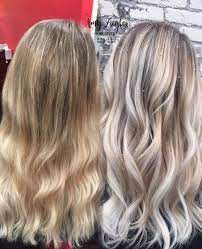 Avant Apres Before After Transformation Snow White Blonde Platinum Balayage Ombre By Amy Z Balayage Hair Blonde Hair White Blonde Hair