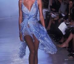 Aesthetic Blue Dress Model Beauty Fashion Elegance Runway Sparkly Fashion Outfits Fashion Fashion Inspo This is the moment a stunning model's skimpy top broke and flew off as she strode down the catwalk. fashion outfits