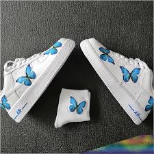 Apr 12 2020 Custom Air Force 1 Low Blue Butterfly Air Force One In 2020 Custom Air Force 1 Air Force Shoes Custom Nike Shoes