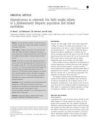 Pdf Hyperglycemia In Extremely Low Birth Weight Infants In