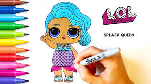 Surprise hairvibes doll peanut buttah coloring page. L O L Surprise Splash Queen Doll Coloring Pages Coloring Books For Kids Rainbow Tv Youtube