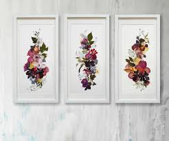 Set Of 3 Flowers Prints Plant Art Botanical Print Set Floral Art Vertical Artwork Set Of 3 Pressed Flowers Artwork Bright Color Flowers Art Flower Wall Art Flower Artwork Plant Art