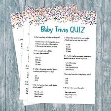 A baby shower is a fun event, and a trivia game is a great way to allow people to relax. Confetti Baby Shower Trivia Game Printable Baby Trivia Quiz Colorful Dots Shower Quiz Neutral Gender Baby Shower Baby Facts Instant Download Baby Facts Trivia Quiz Trivia