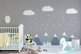 Etiquetas De La Pared De La Montana La Pared Calcomanias Nursery Wall Decals Baby Wall Decals Modern Kids Room Decor