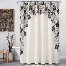 Black And White Floral Shower Curtain Target Floral Print Edged Shower Curtain White Black Opalhouse Target Affiliate White Shower Curtain White Shower Curtain Bathroom Shower Curtain