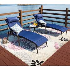 Lokatse Home 3 Pieces Outdoor Patio Chaise Lounges Chairs Set Adjustable With Folding Table Dark Outdoor Patio Chaise Lounge Lounge Chair Outdoor Patio Chaise