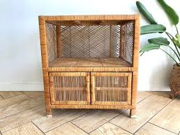 A handy piece brimming with personality, the baird nightstand is sure to. Wicker Nightstand 70 S Boho Wicker Standing Cabinet Shelf Woven Wicker Bookcase Bohemian Bamboo 2 Tier Side Table Storage Unit Wicker Nightstand Boho Wicker Wicker Bookcase