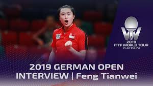 Joyce feng, minister without portfolio of the republic of china; Feng Tianwei Interview 2019 Ittf German Open Youtube