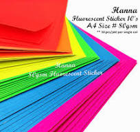 5's & 10's 80gsm A4 Fluorescent Sticker Paper Self Adhesive Sticker  Fluorescent Colour Sticker Printable Label Sticker