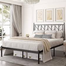 Our platform bed, shown above in full size; Buy Allewie Full Size Modern Platform Bed Frame With Vintage Headboard 14 Inches Metal Mattress Foundation With Storage No Box Spring Needed Easy Assembly Black Online In Indonesia B08zd3jwj4