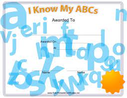 More than 100+ professional certificate deign samples. I Know My Abcs Printable Certificate Printable Certificates Preschool Certificates Abc Preschool