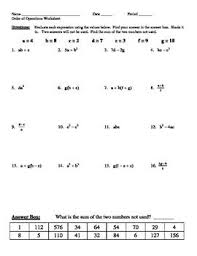 Evaluating Expressions Worksheet 1 Evaluating Expressions Evaluating Algebraic Expressions Algebraic Expressions