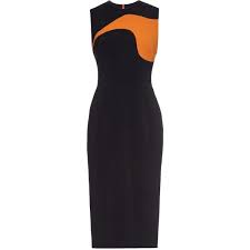 Black And Orange Dress Roksanda Haussen Wave Insert Midi Dress 741 Found On Polyvore Featuring Women S Fashion Dress Form Fitting Black Dress Orange Midi Dress Form Fitting Dress