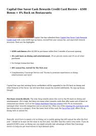 $500 credit card bonus no annual fee. Capital One Savor Cash Rewards Credit Card Review 500 Bonus 4 Back On Restaurants By Juleslynn181 Issuu