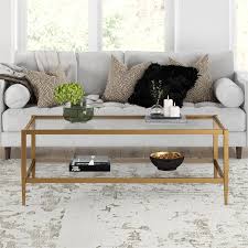 A pretty vintage coffee table in the american country style. Henn Hart Mid Century Metal Frame Coffee Table In Antique Brass W Glass Top Ct0486