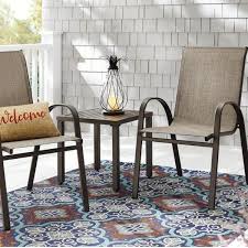 Hampton Bay Mix And Match Stackable Brown Steel Sling Outdoor Patio Dining Chair In Riverbed Taupe Fcs00015j Rb The Home Depot In 2020 Patio Dining Chairs Outdoor Dining Chairs Patio Dining