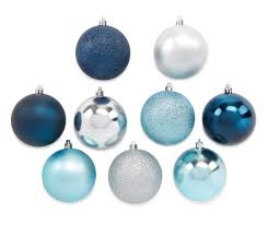 Winter Wonder Lane Navy Blue Silver 50 Piece Ornament Set Big Lots In 2020 Blue Christmas Decor Silver Christmas Decorations Colorful Christmas Decorations