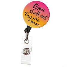 18mm snap button and base, to be added to your choice of badge reel to make it interchangeable with different acrylic blanks. Thou Shall Not Try Me Mood Id Badge Reel Boojeebeads Com