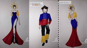 7) both of catriona gray's earrings during the preliminary round and the coronation night are inspired by the. Philippine Flag Inspired Modern Filipiniana And Barong Tagalog Fashion Illustration Youtube