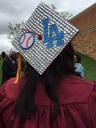 La Dodgers Graduation Cap Just A Little Hot Glue And Gems Can Make You Stand Out Graduation Cap Designs Graduation Cap Grad Cap