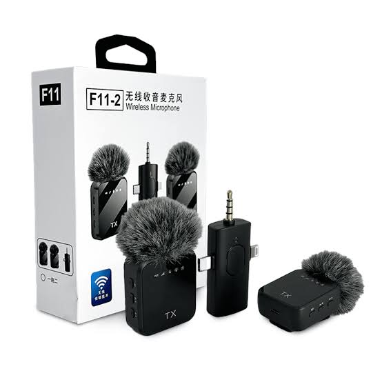 Sistema de Micrófonos Inalámbricos F11-2 (3-en-1: Tipo-C, Lightning, Jack  3.5) - Canguro