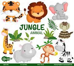 Jungle Animal Clipart Cute Animal Safari Clipart Free Svg On Request Festa Infantil Safari Imagens Infantis Animais Safari