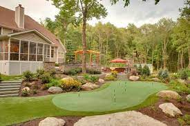 Sloped Backyard Putting Green How To Build A Synthetic Putting Green Backyard Putting Gr Backyard Putting Green Green Backyard Sloped Backyard
