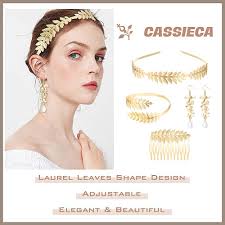 Amazon.co.jp: CASSIECA 女神コスチュームアクセサリー5点セット ギリシャの葉 ヘッドバンド ローマの月桂樹 ブレスレット  アームバンド 葉 パールドロップイヤリング 月桂樹の葉 コーム レディース ウェディングパーティー : ビューティー